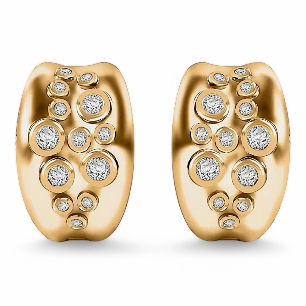 🔥18K Yellow Gold Plated White Zircon Statement Earrings 1.60 ctw - Picture 2 of 5